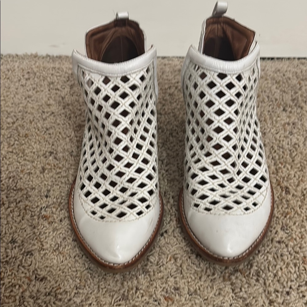 White Cutout Ankle Boots
